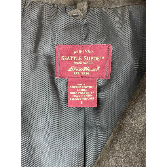 Vintage Eddie Bauer Suede Trench Coat Large WASHABLE SUEDE - Picture 2 of 6